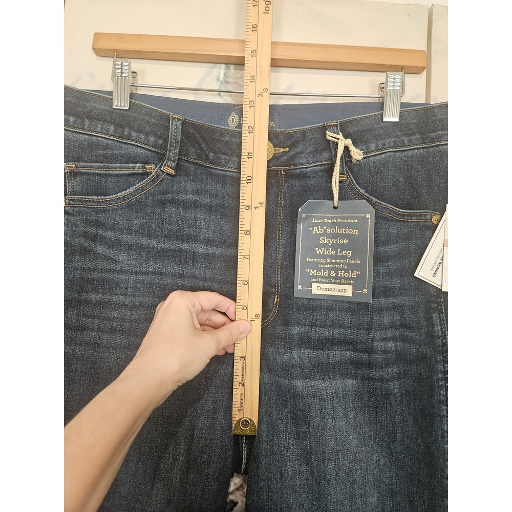 Democracy Wide Leg Flare Jeans in Dark Indigo - Picture 9 of 11